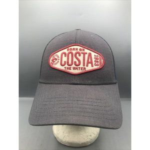 Costa Mens Gray & White Mesh Red Logo Snapback Hat Cap Baseball Fishing